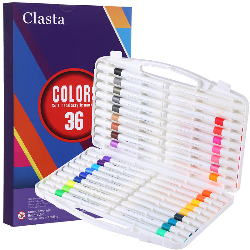 36 Color Acrylic Markers - Soft Brush Tip