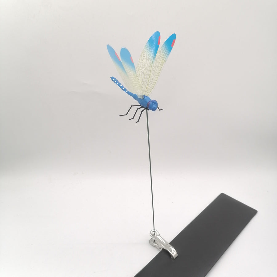 6-Pieces Blue Small Garden Dragonfly Clips – 3D Colorful Insect Decoration, Outdoor Metal Stake Ornament, Patio & Plant Accessories