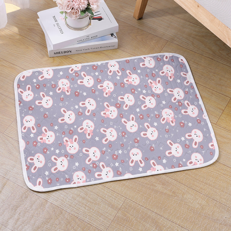 2-Pack Gray Rabbit Pet Summer Cooling Latex Pad (XXL Size: 90*70cm) - Breathable Ice Silk & Latex-Filled Dog Bed Cat Sleeping Mat with Non-Slip Base