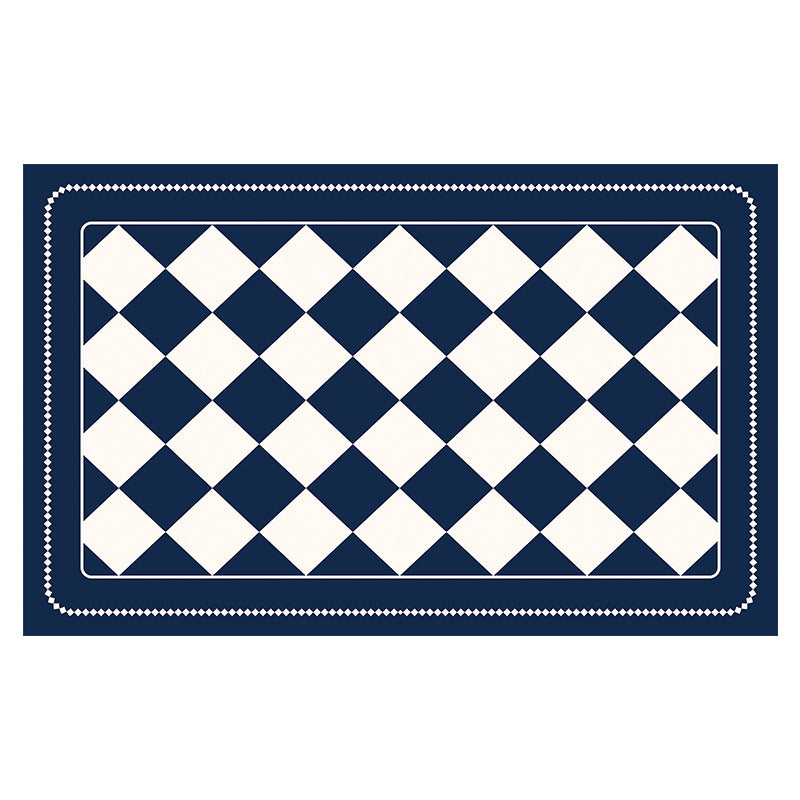 Dark Blue Checkered Design Loofah Texture Shower Mat (50x80cm) - Non-Slip PVC Bathroom Floor Mat, Quick-Draining, Anti-Mould & Massage Pad