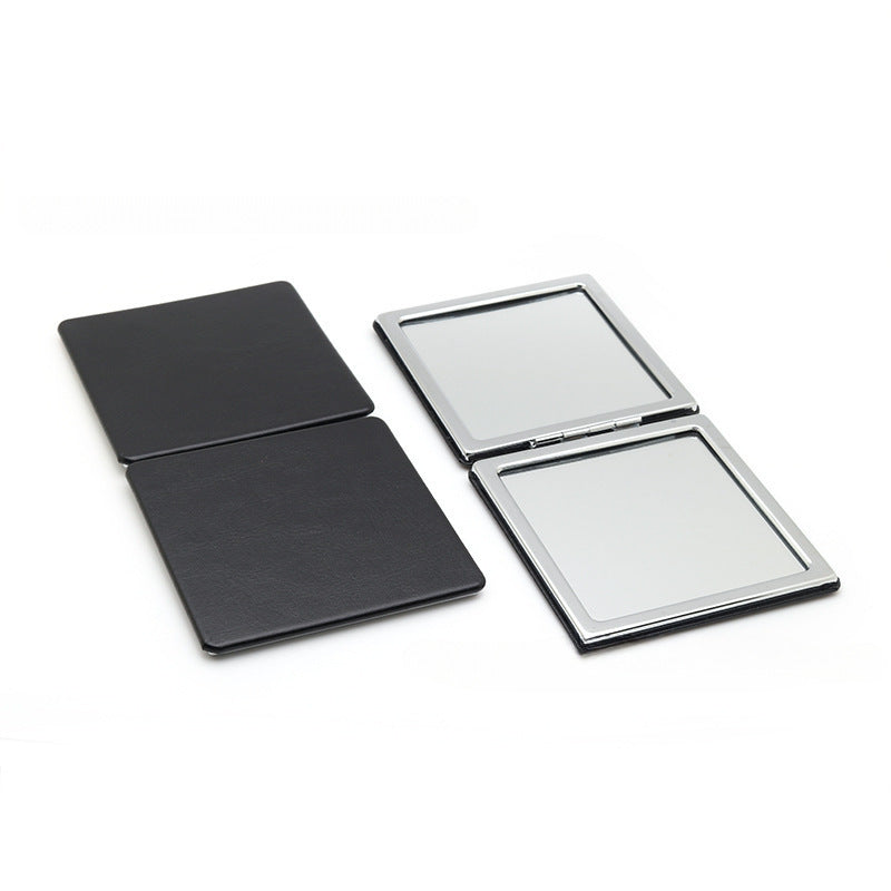 4-Pack Black Jumbo Square Folding Compact Mirror(8X8CM) - Men's Shaving & Women's Makeup Mirror, PU Leather Cover & High-Definition Glass Lens