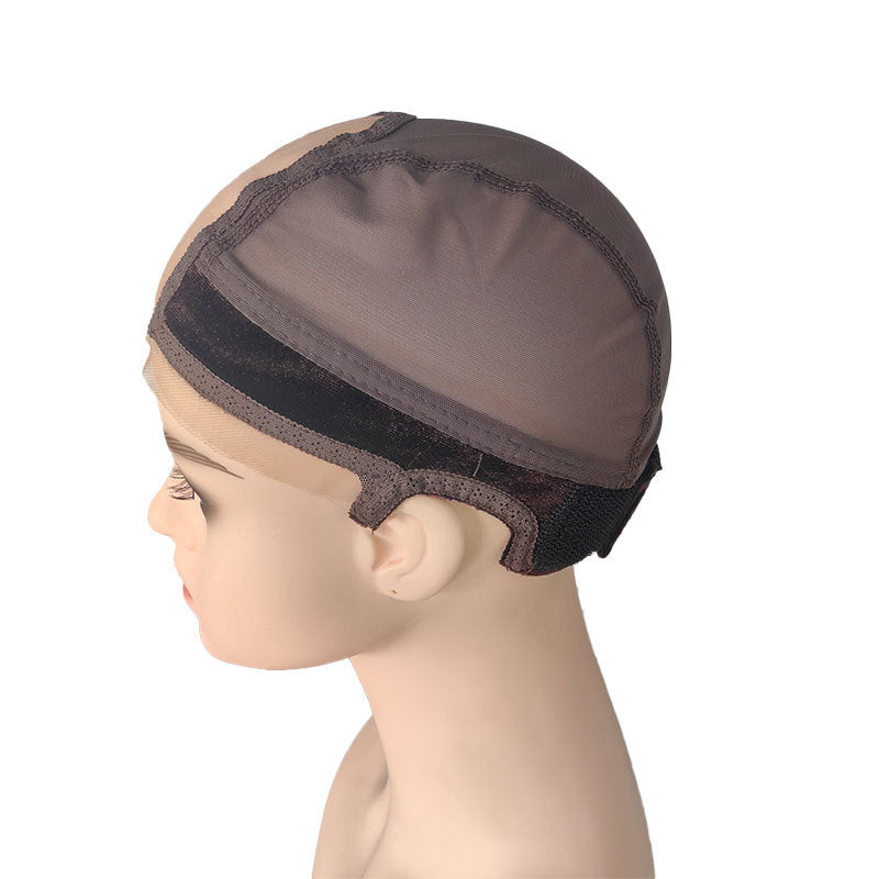 2-Pack Dark Brown U-Part Open-Ear Wig Cap with 4x5 Inch Double Velvet Lace - Comfort & Stability, for Wig Making and Secure Wear
