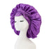 2-Pack Purple Satin Bonnet with Wide Band and Bow Tie - Hair Care Sleep Cap and Turban for Women