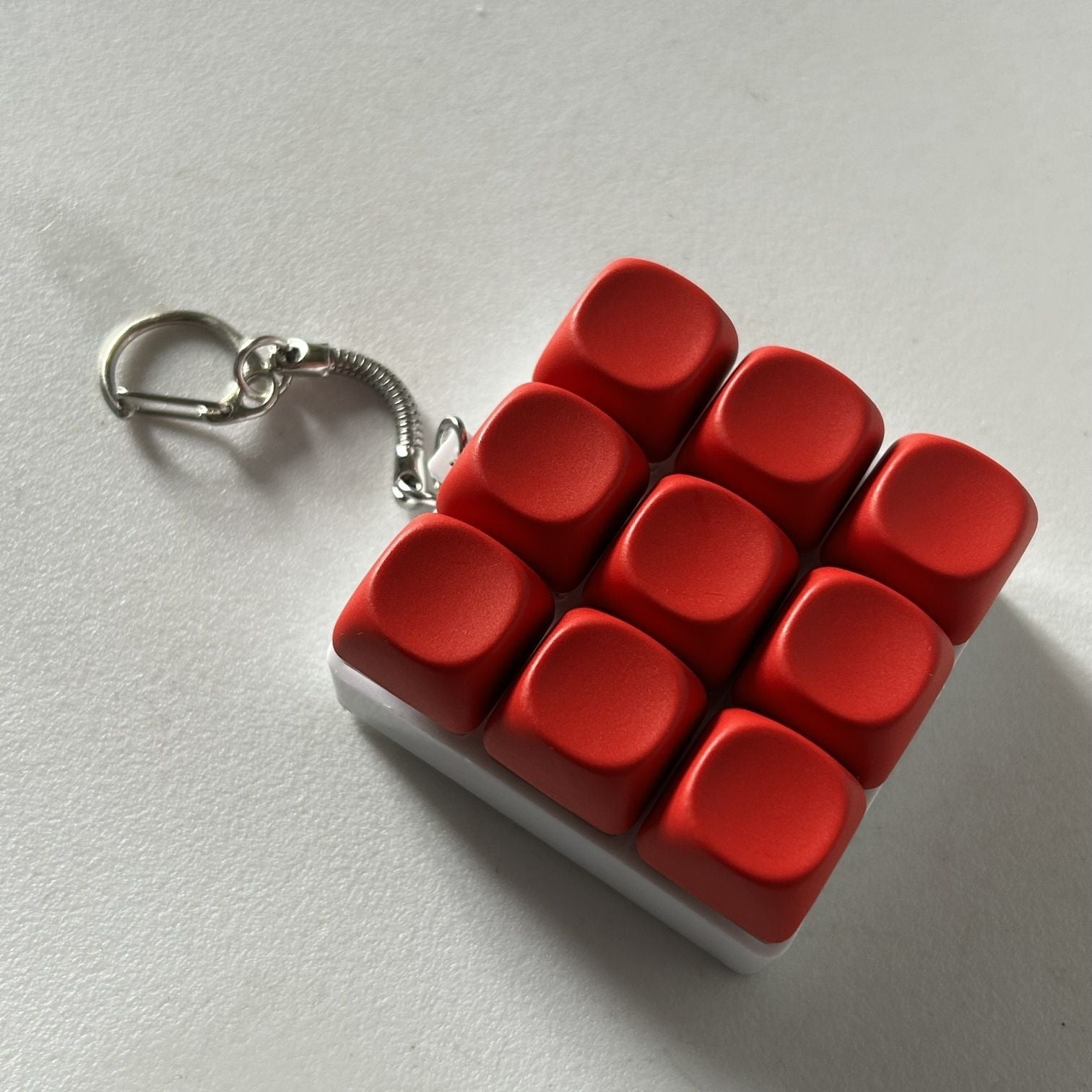 2-Pack Red Mechanical 9-Keyboard Fingertip Toy Keychain - Key Pressure Relief, PVC Fingertip Toy
