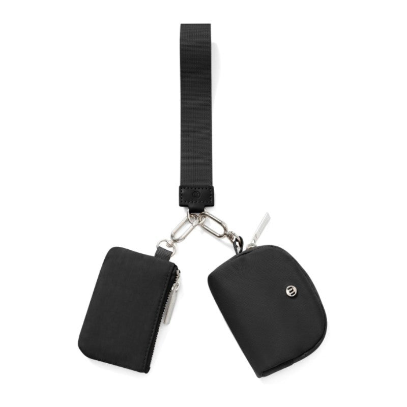 Black Women's Ultralight Fashion Nylon Wristlet Pouch Set - Portable Mini Coin Purse & Key Holder Wallet