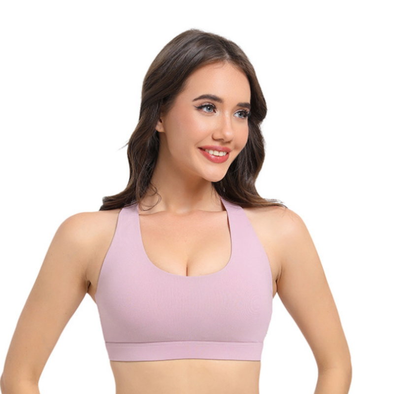 2-Pack Pink High-Support Shockproof Sports Bra(XXL Size) - Women's Backless Yoga Running Vest with Naked-Feel Comfort (Padded & Wire-Free)