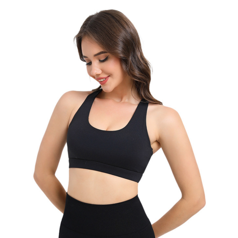 2-Pack Black High-Support Shockproof Sports Bra(M Size) - Women's Backless Yoga Running Vest with Naked-Feel Comfort (Padded & Wire-Free)