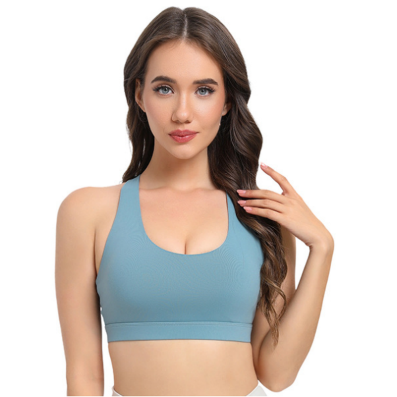 2-Pack Blue High-Support Shockproof Sports Bra(XL Size) - Women's Backless Yoga Running Vest with Naked-Feel Comfort (Padded & Wire-Free)