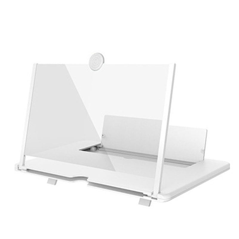 White 18-Inch Ultra-Clear Portable Retractable HD Mobile Phone Screen Magnifier - Eye Protection Fresnel Lens Projector, with Built-in Phone Holder & Adjustable Base