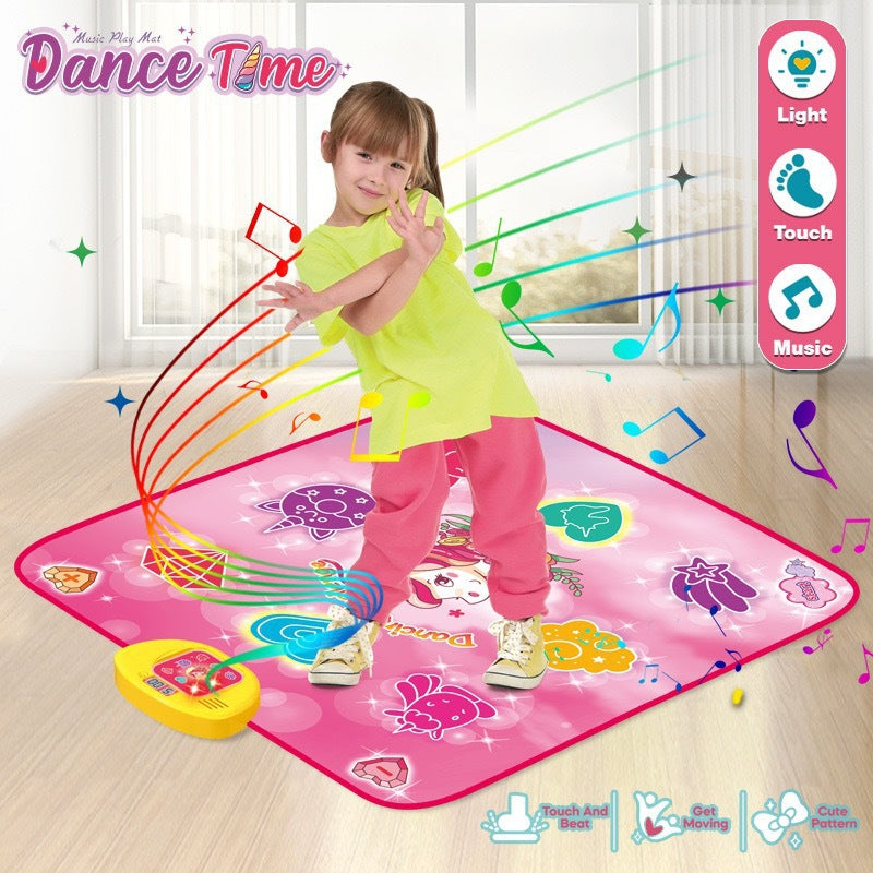 2-Pack Kids Multifunctional Electronic Dance Mat(100x87CM) - Unicorn & Purple Ornament Theme Play Mat with Sound Recognition for Early Education and Physical Exercise