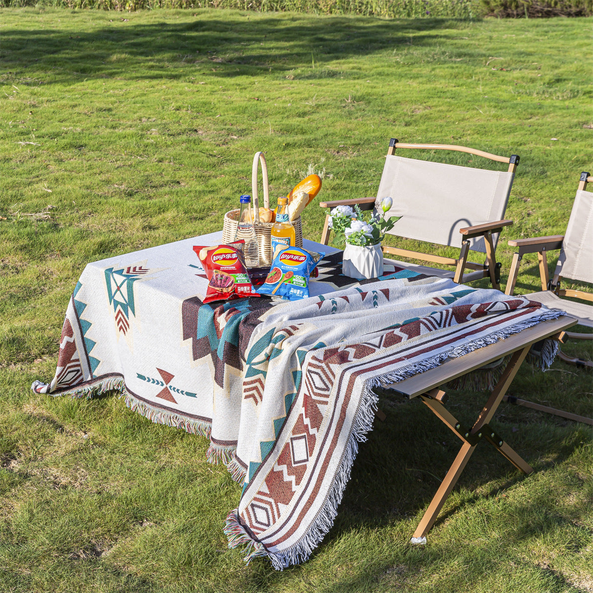 Mutifunctional 90 x 180 CM Bohemian Outdoor Picnic Blanket & Throw - Thick, Moisture-Proof Mat for Camping, Beach & Home Decor