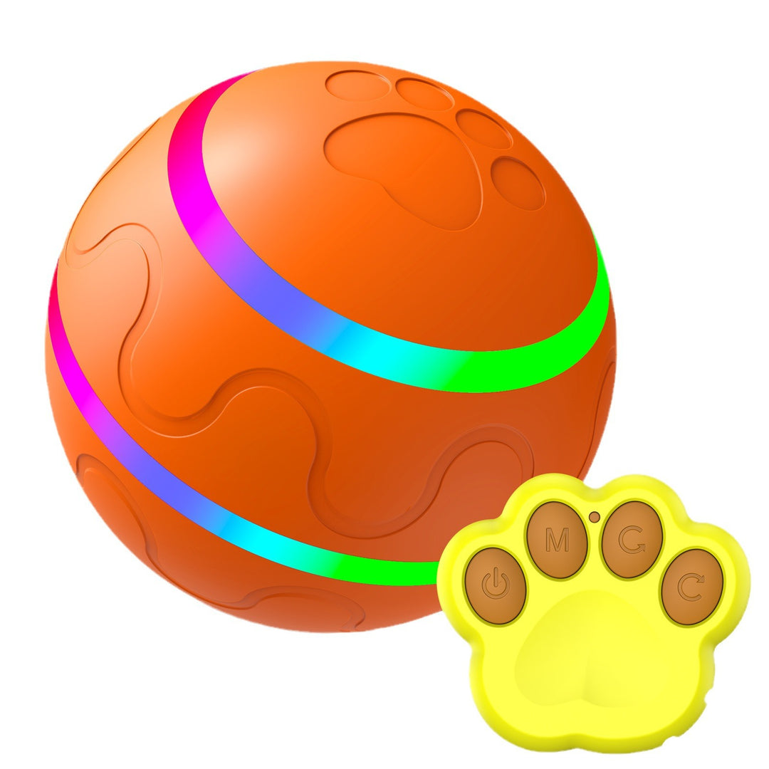 Orange Durable TPU Smart Interactive Electric Pet Toy Ball With Remote - Automatic Normal & Crazy Mode Bouncing Dog & Cat Chew Toy, Remote Activated