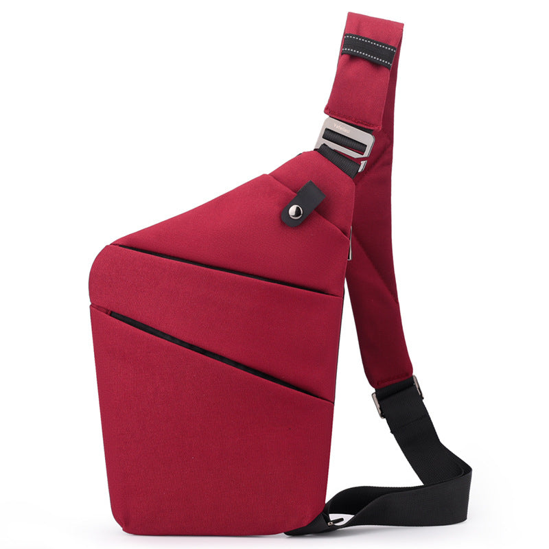 Red Anti-theft Crossbody Sling Bag for Men & Women - Slim, Lightweight Chest Shoulder Pack for Travel & Daily Commute