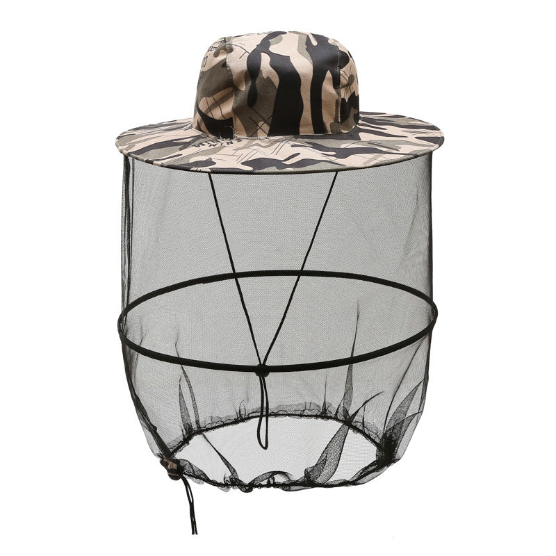 Letter gray Outdoor Fishing Hat with Mesh Head Net Sun Protection Bucket Cap Anti-Mosquito Fly Guard for Gardening Hiking & Beekeeping