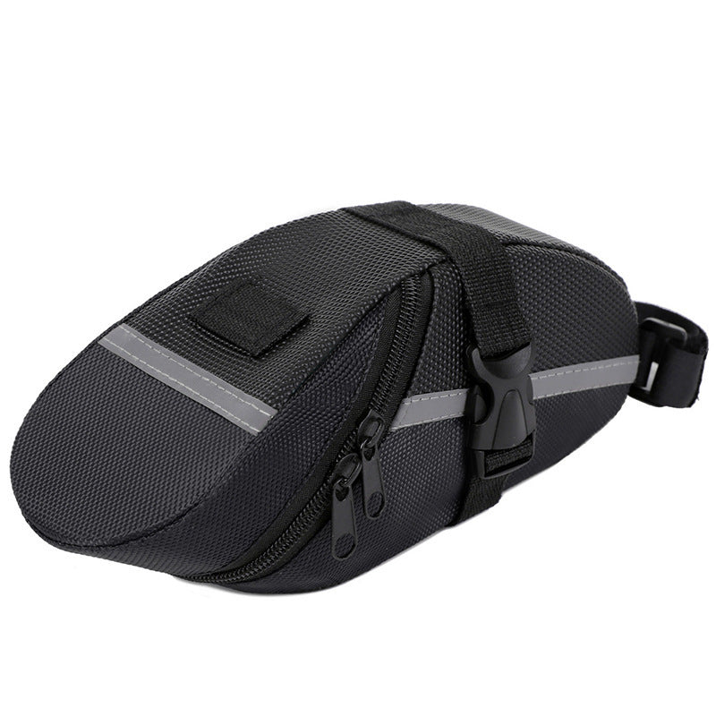 Black Water Resistant Bicycle Saddle Bag Under Seat Wedge Pack with Reflective Strip and Quick Release Strap for MTB Road Bikes