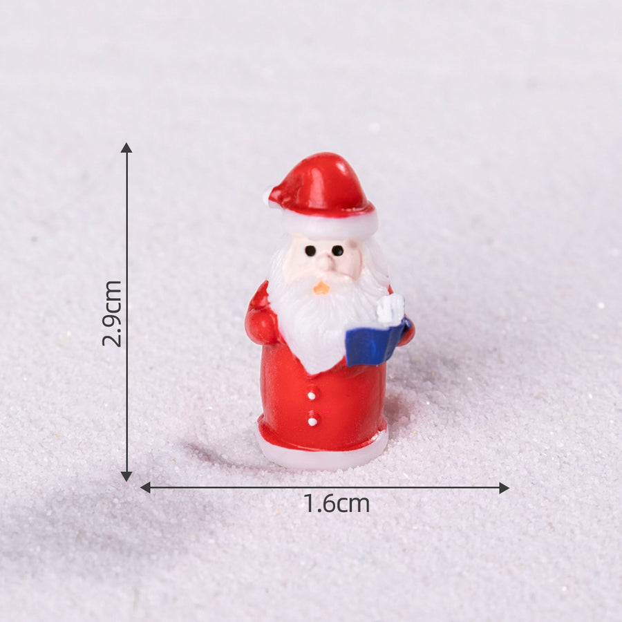 Red Santa Claus 5 Pack Miniature Christmas Figurines DIY Micro Landscape Decoration Accessories Cute Resin Ornaments for Holiday Crafts