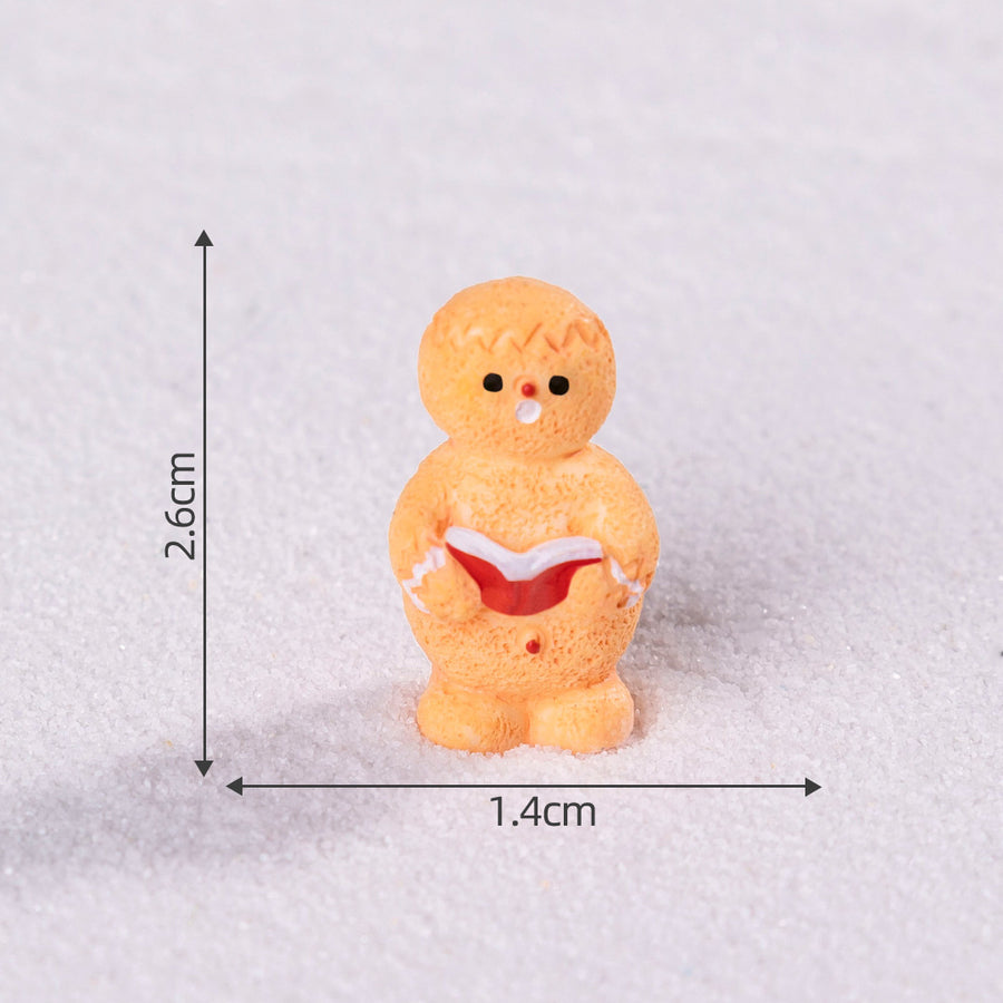 Yellow gingerbread man 5 Pack Miniature Christmas Figurines DIY Micro Landscape Decoration Accessories Cute Resin Ornaments for Holiday Crafts