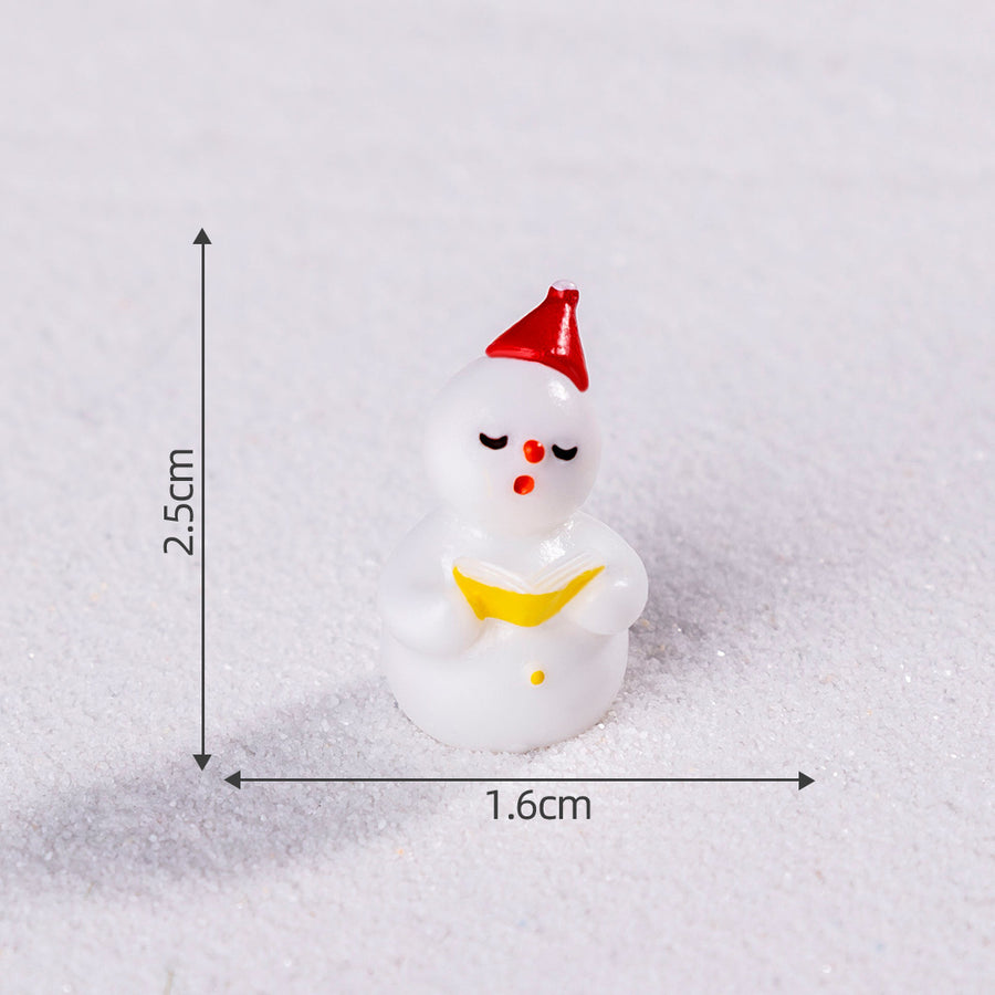 White snowman 5 Pack Miniature Christmas Figurines DIY Micro Landscape Decoration Accessories Cute Resin Ornaments for Holiday Crafts