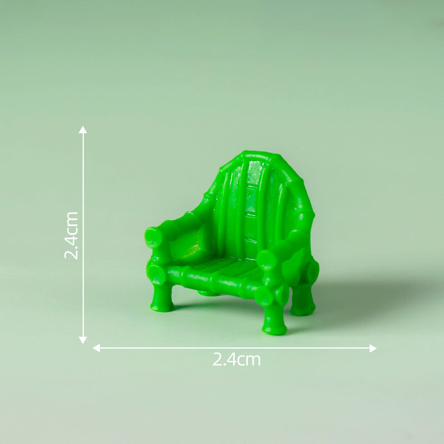 5-PCS Green Miniature Resin Bamboo and Bamboo Chair Figurines for DIY Micro Landscape Fairy Garden Accessories Terrarium Decor