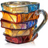 3D Book Stack Resin Mug with Spoon Creative Library Bookshelf Design Coffee Cup Unique Gift for Book Lovers and Writers(style A)