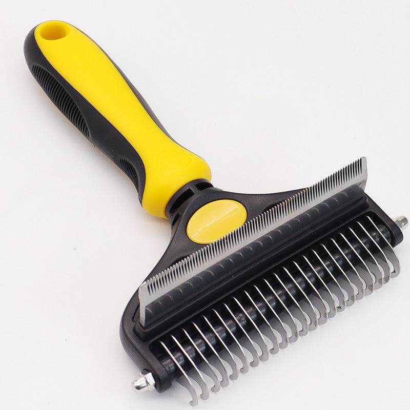 Lemon yellow Pet Grooming Comb – Fine Toothed Side for Hair Removal and Detangling, Ideal for Dogs with Long or Thick Coats in Australia