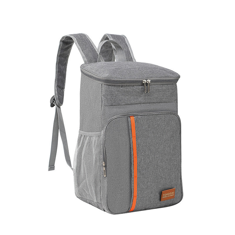 Grey Large Capacity Insulated Cooler Backpack 20.5L Leakproof Thermal Lunch Bag Waterproof Soft Sided Cooling Rucksack for Camping Picnic Beach & Work