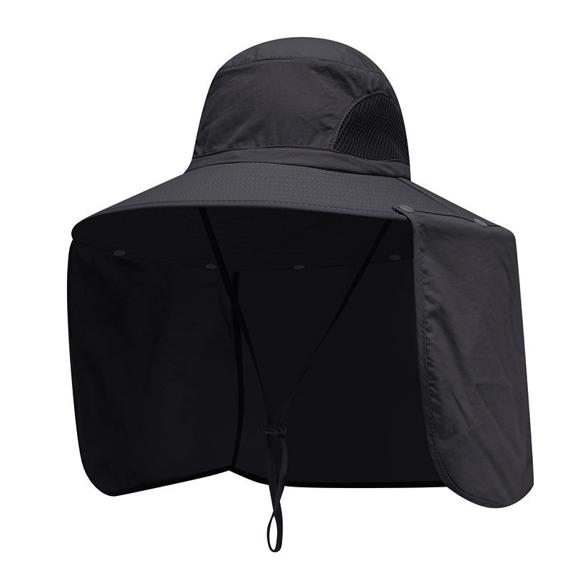 Black UPF 50+ Sun Protection Fishing Hat Wide Brim Neck Flap Quick Dry Bucket Hat for Outdoor Hiking and Gardening