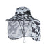 Camouflage light grey UPF 50+ Sun Protection Fishing Hat Wide Brim Neck Flap Quick Dry Bucket Hat for Outdoor Hiking and Gardening