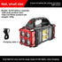 Red Solar Powered LED Camping Lantern and Flashlight Rechargeable Portable Searchlight with Side Light and USB Power Bank for Outdoor Emergency