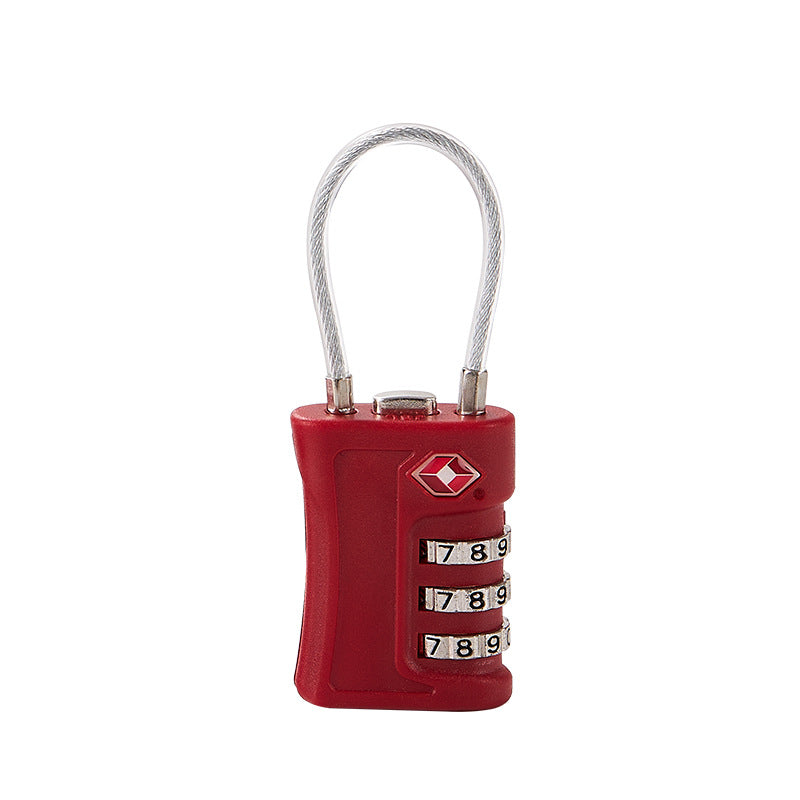 Wine red TSA Approved Cable Combination Padlock 3-Digit Security Lock for Travel Luggage Suitcase Gym Lockers Durable Steel Wire Australian Travel Essential