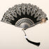 2 Pack Black Sunflower with Gold Foil Stamping Vintage Lace Folding Fans Gothic Palace Style with Rose Cross Tassels for Tea Party Cosplay and Photo Props