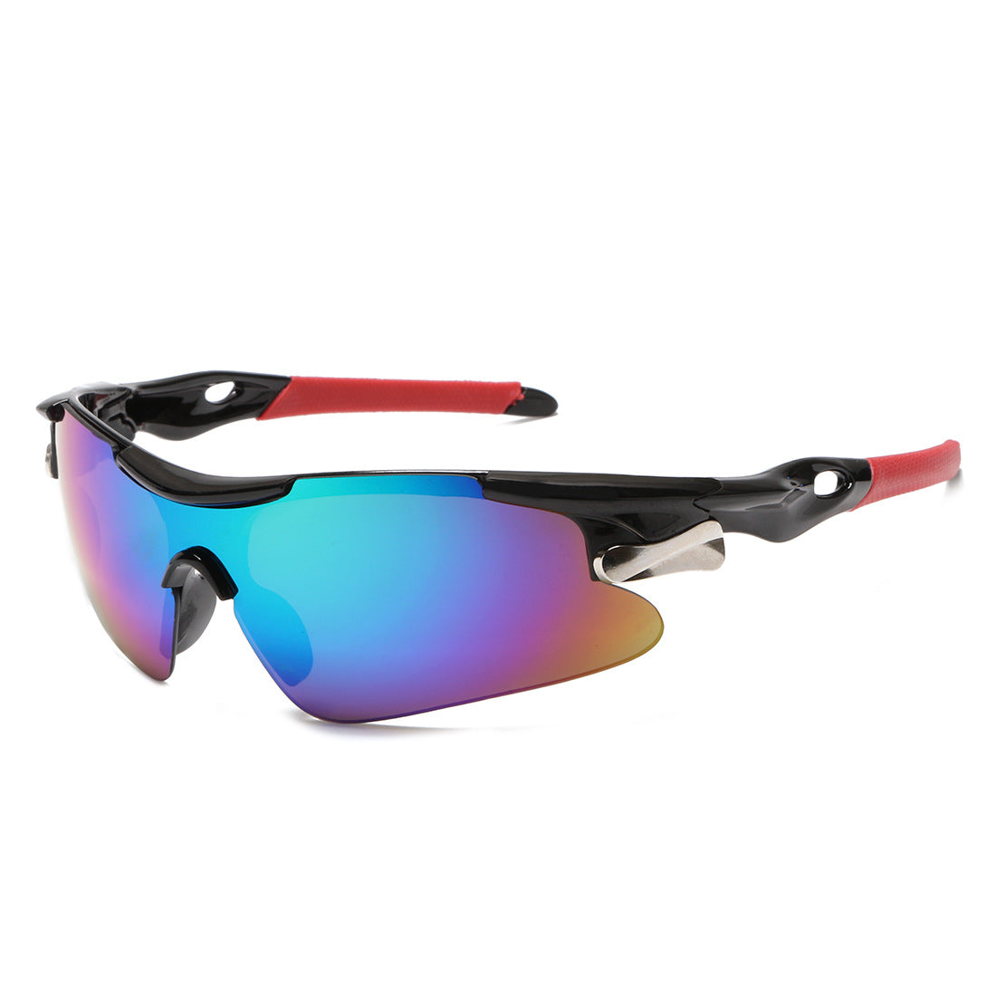 2-PCS Bright black frame with green mercury Men's Sports Cycling Sunglasses Windproof PC Frame Wrap Around Design for Riding Fishing Running Reliable Outdoor Protection Australian Style