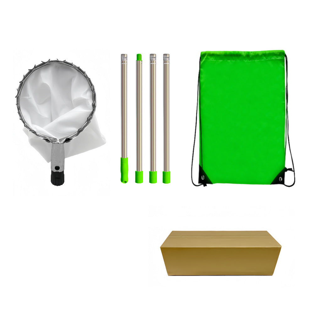Green Telescopic Fruit Picker Tool with Stainless Steel Extension Pole Carbon Steel Head and Large Bag for Apples Peaches Oranges Australian Home Orchards(1.6m)