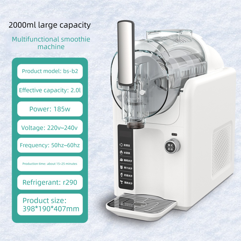 White 5-in-1 Electric Slushie Machine 2L Compressor Frozen Drink Maker Ice Cream Milkshake & Margarita Mixer for Home & Commercial Use 