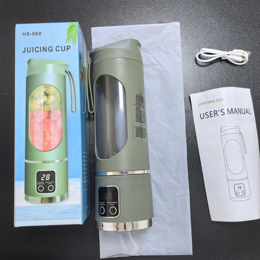 Portable Blender USB Rechargeable Juicer Cup Personal Smoothie Maker with Digital Display and Stainless Steel Blades Green Ideal for Travel Gym and Office