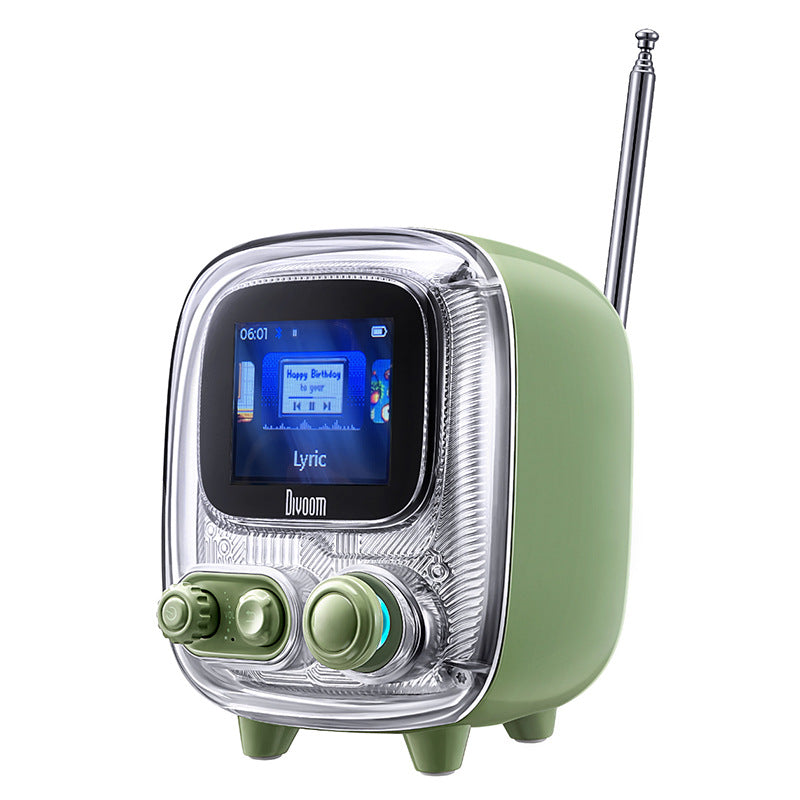 Green Retro Pixel Art Bluetooth Speaker Smart Desktop Audio with LED Display DIY Animation Alarm Clock and Mini Games 