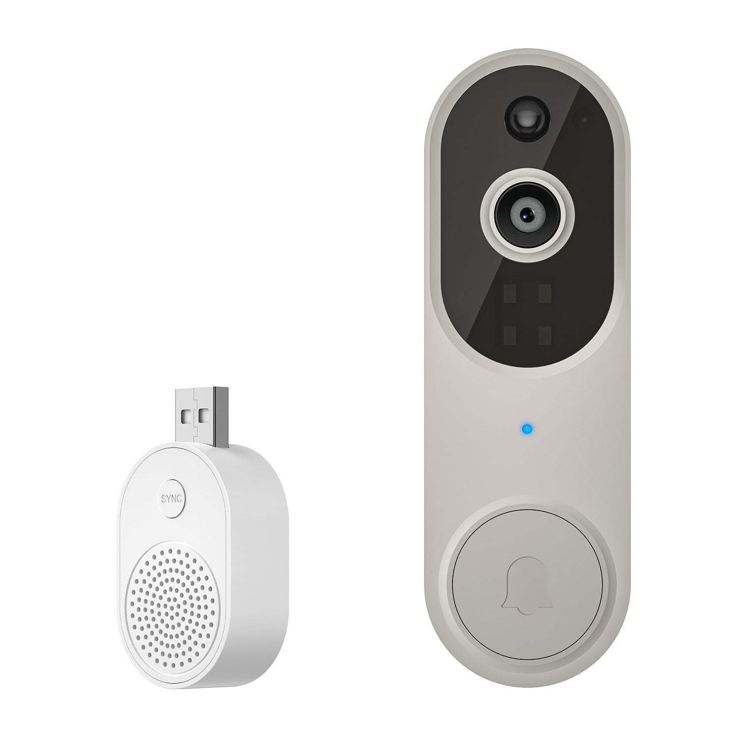 M50 Beige 1080P Wireless Video Doorbell Camera with USB Chime Smart WiFi Security System 2-Way Audio Night Vision Motion Detection IP65 Waterproof 