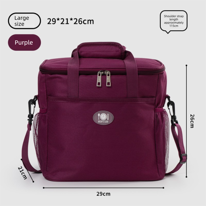 Large Insulated Cooler Bag Thermal Lunch Tote 16L Capacity with Adjustable Shoulder Strap for Picnics Camping & Work Purple