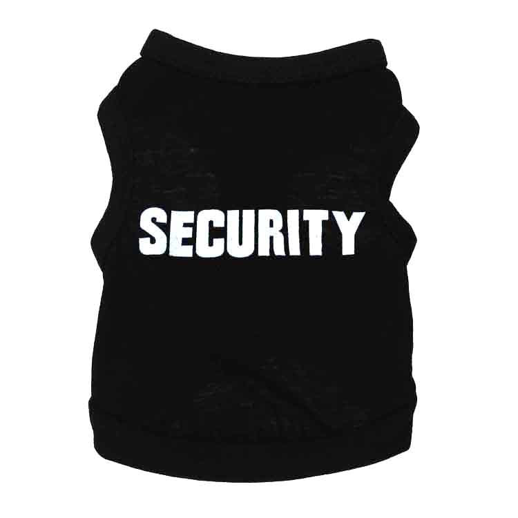 2 Pack Dog Security Vest Black - Breathable Cotton Summer Pet T-Shirt - Sleeveless Funny Costume for Small to Medium Dogs & Cats - Size L