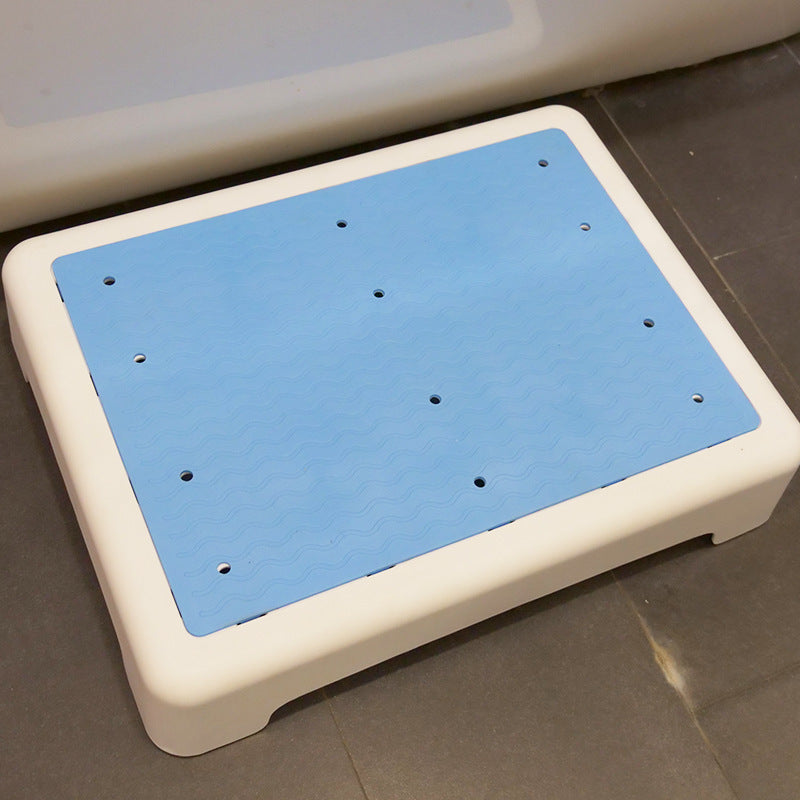 Portable Outdoor Half Step Stool Non-Slip Mobility Aid Compact Platform 43x33cm for Bath Home & Car Use White Base with Blue Top Mat