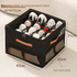Extra Large Foldable Shoe Storage Box 16 Compartments with Side Pockets Clear Lid Wardrobe Organiser for Sneakers Socks 43cm Square Cube Black