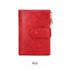 Ladies Compact Wallet Soft Vegan Leather Tri-Fold Purse Double Zipper Coin Pocket with Removable Card Holder High Capacity Multi Slots Red 