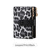 Ladies Compact Wallet Soft Vegan Leather Tri-Fold Purse Double Zipper Coin Pocket with Removable Card Holder High Capacity Multi Slots Leopard Print Black