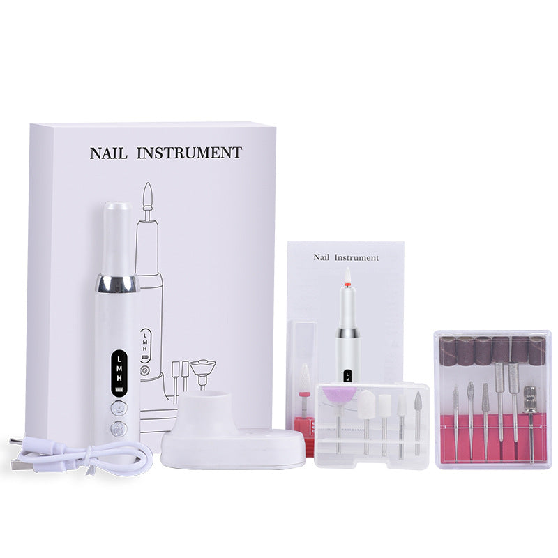 Electric Nail Drill Machine Cordless Portable E-File Kit with Charging Base LED Display 3 Speeds 15000RPM for Gel Polish Acrylic Removal Manicure Pedicure Home White