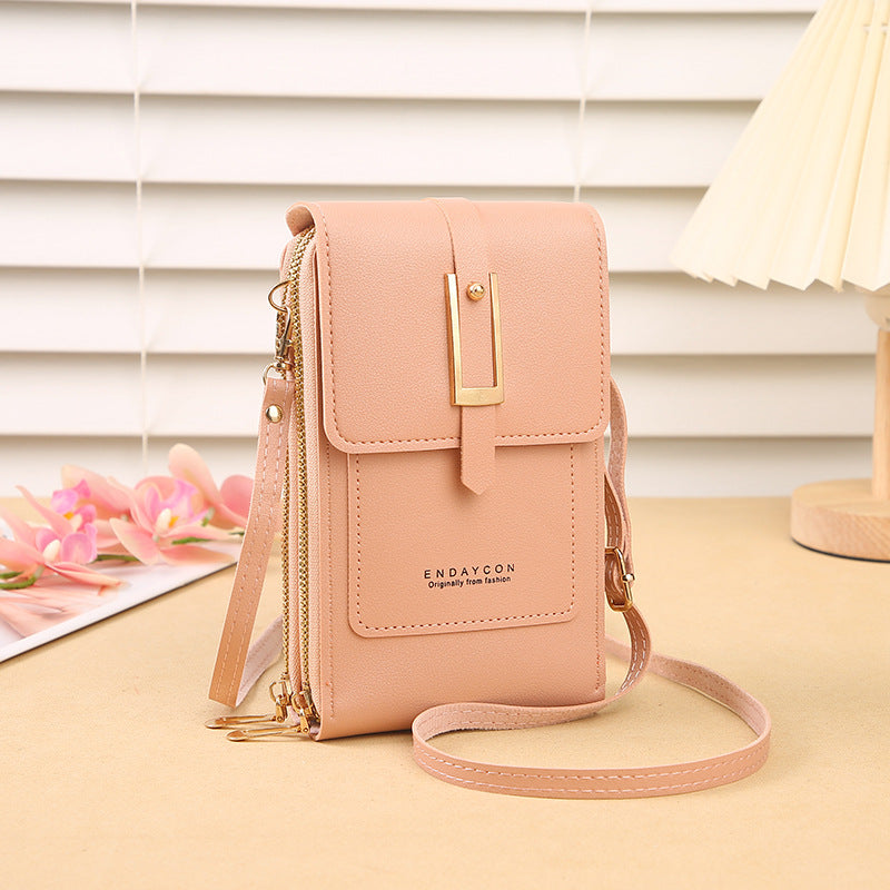 Women's Crossbody Phone Bag with Clear Touch Screen Window PU Leather Wallet Purse Multi-Pocket Shoulder Handbag Adjustable Strap Card Holder Pale pink