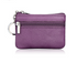 Small Coin Purse Key Ring Wallet Mini Change Pouch Dual Zipper Pocket PU Leather Portable Storage Bag Purple
