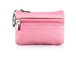 Small Coin Purse Key Ring Wallet Mini Change Pouch Dual Zipper Pocket PU Leather Portable Storage Bag Pink