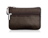 Small Coin Purse Key Ring Wallet Mini Change Pouch Dual Zipper Pocket PU Leather Portable Storage Bag Coffee