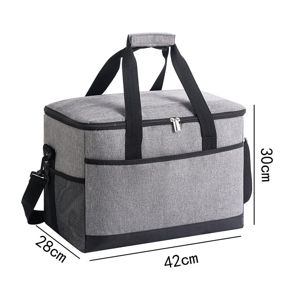 Large 35L Insulated Cooler Bag Soft Sided Leakproof Thermal Tote for Camping Beach Picnic BBQ Heavy Duty Grocery Carrier Grey