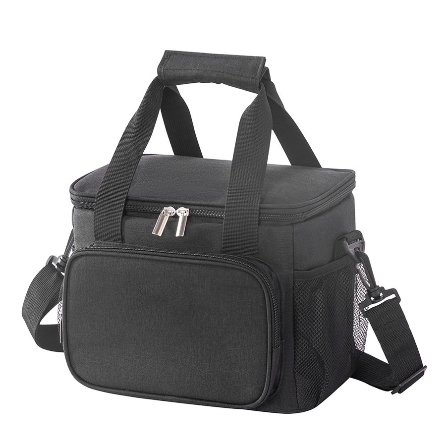 Small Insulated Lunch Bag 10L Cooler Tote Box with Shoulder Strap Leakproof Thermal Meal Prep Carrier for Work School Picnic Black